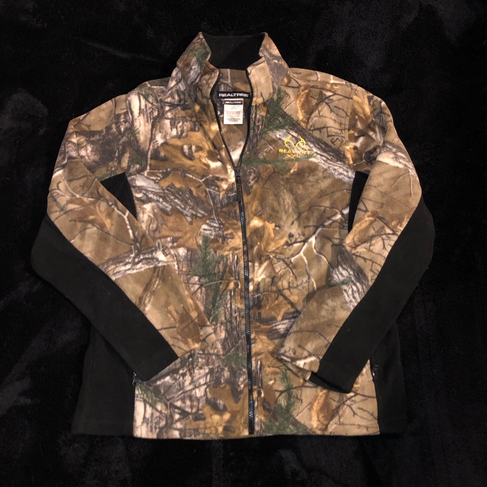 Realtree Camouflage Fleece Jacket with Yellow Embroidered Logo